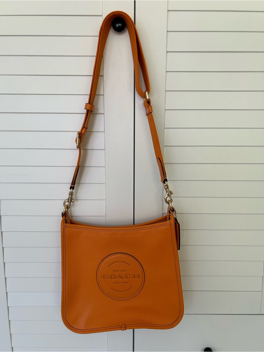 Coach Pebbled Leather Shoulder Bag in Orange